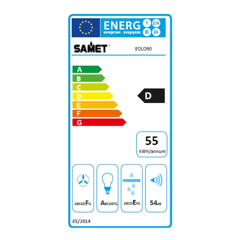 Cappa a piramide inox 90 cm con luce LED - Samet Eolo