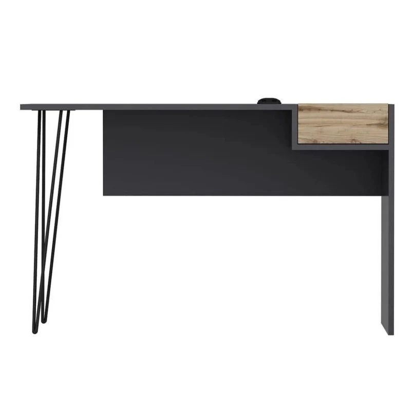 Scrivania in legno 121x76H cm con porte usb colore antracite e noce - Candy