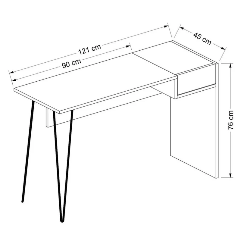 Scrivania in legno 121x76H cm con porte usb colore antracite e noce - Candy