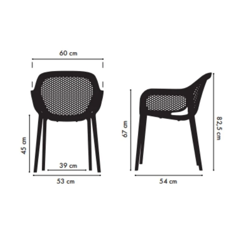 Set 4 poltrone in polipropilene colore caffè e beige - Atra