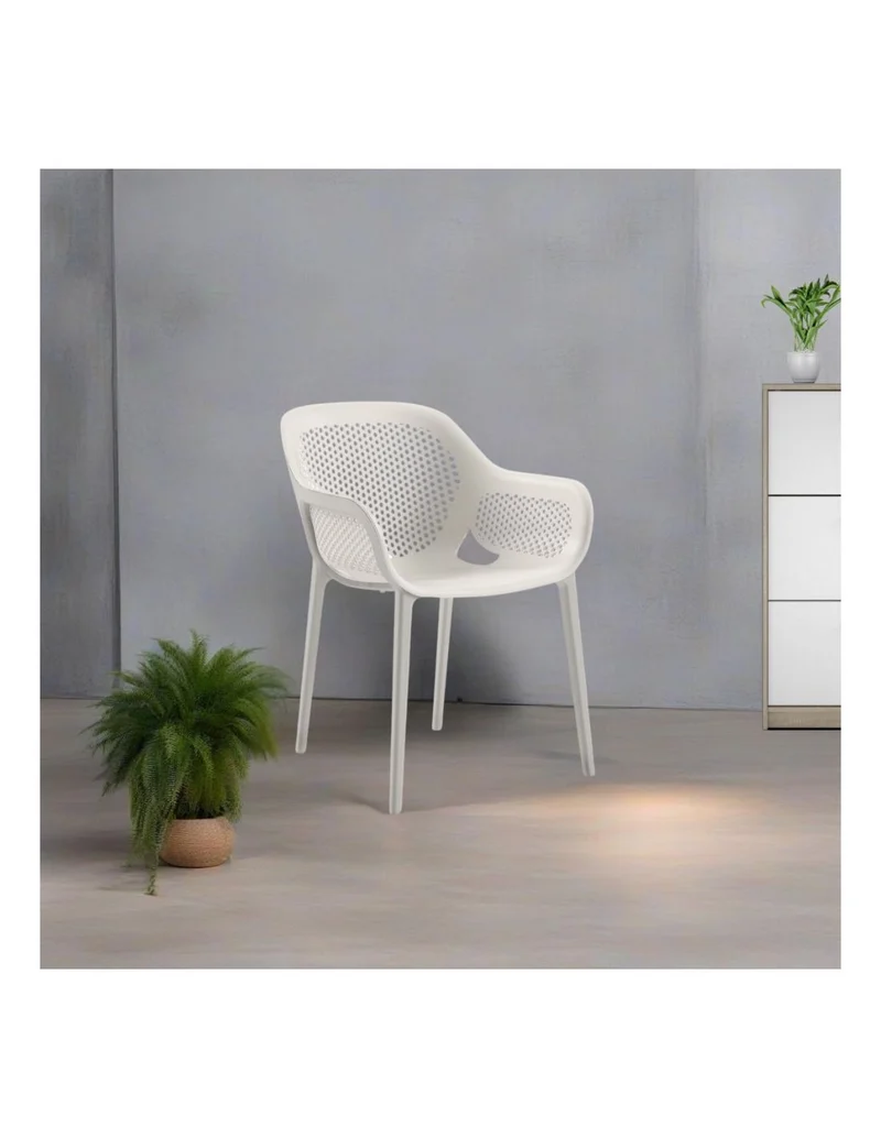 Set 4 poltrone in polipropilene colore grigio e bianco - Atra
