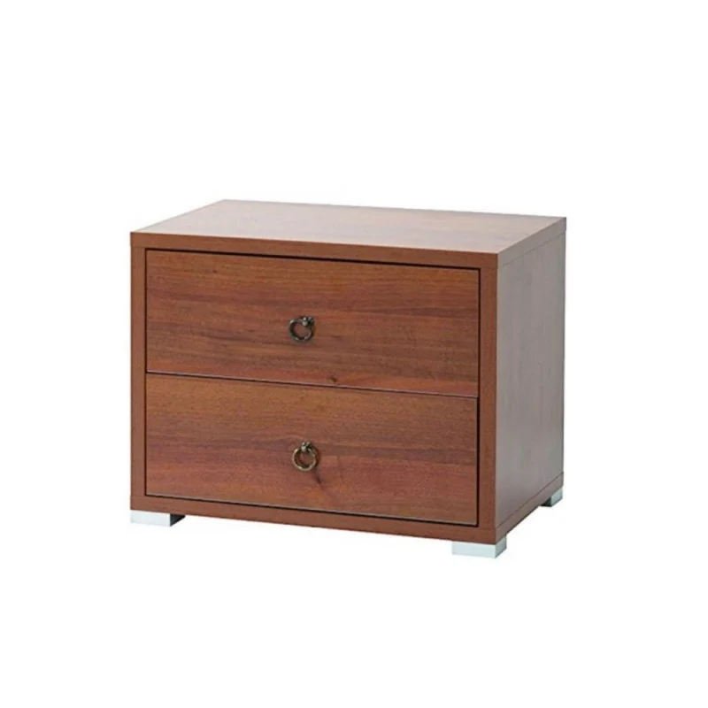 Comodino con 2 cassetti colore noce antico 52x36x43H cm montato