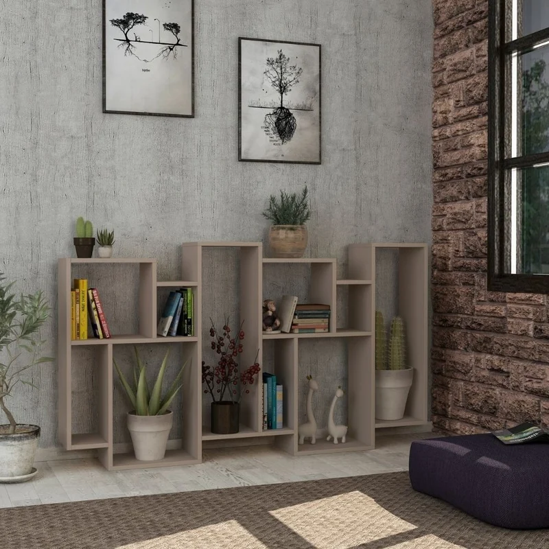 Libreria orizzontale bifacciale 96x168,5H cm colore tortora - Karmato