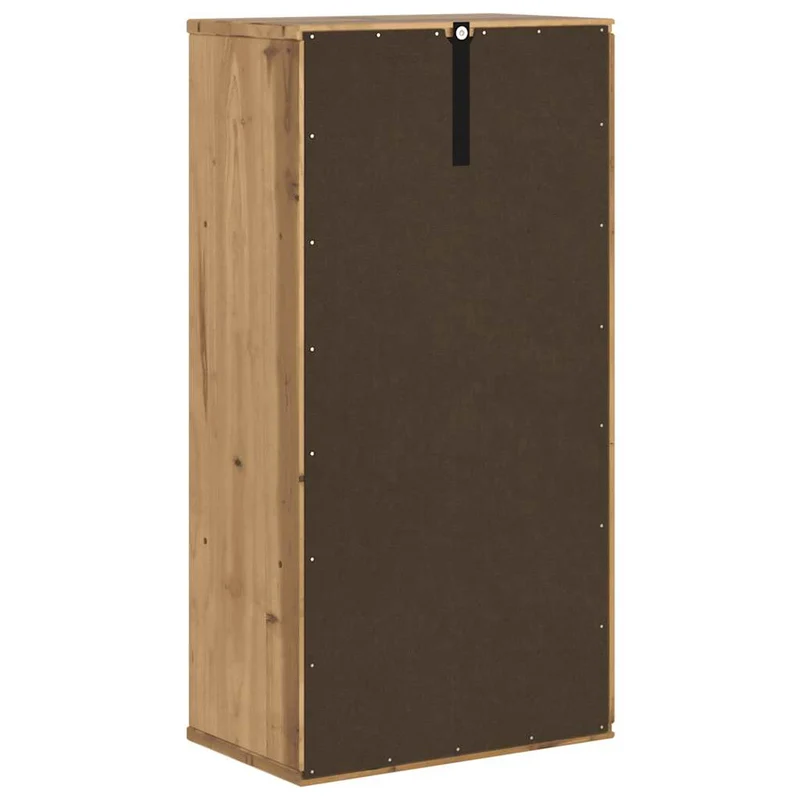 Armoire latérale classique rustique 40 x 24 x 79 cm grand espace de rangement ambiance cosy en bois massif miel 02_0058038