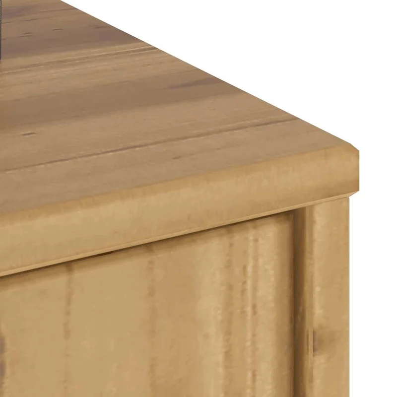Armoire latérale classique rustique 40 x 24 x 79 cm grand espace de rangement ambiance cosy en bois massif miel 02_0058038