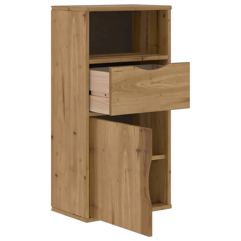 Armoire latérale rustique avec tiroir 40 x 24 x 79 cm bois massif pin finition cire de miel 02_0058046