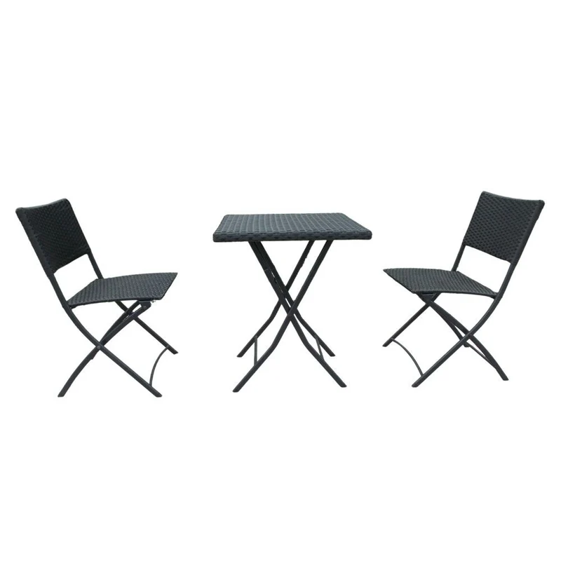 Set tavolo e sedie pieghevoli rattan colore nero - WRB015
