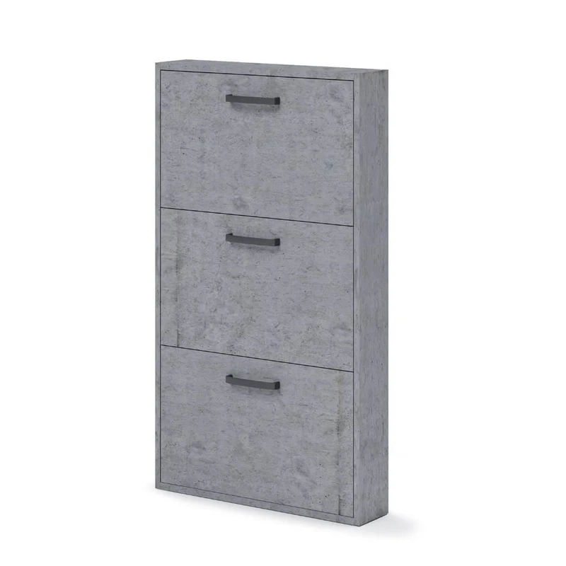 Scarpiera salvaspazio con 3 ante colore cemento 65x15x108H cm - Serena
