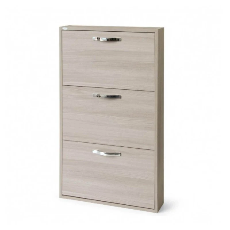 Scarpiera con 3 ante salvaspazio colore olmo 65x15x108H cm - Serena