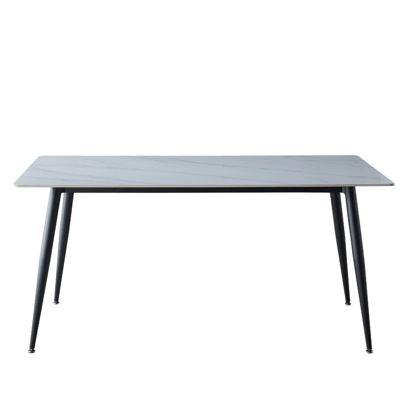 Tavolo con top ceramica effetto marmo bianco 140x80 cm - Mila
