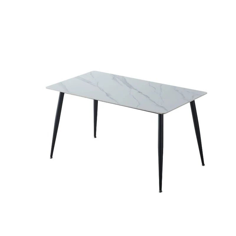 Tavolo con top ceramica effetto marmo bianco 140x80 cm - Mila
