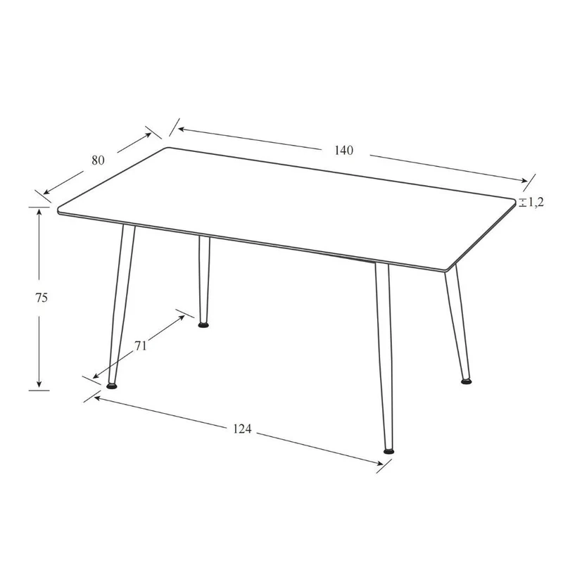 Tavolo con top ceramica effetto marmo bianco 140x80 cm - Mila