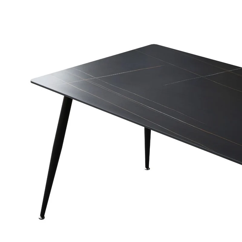 Tavolo con top in ceramica effetto marmo nero opaco 140x80 cm - Mila