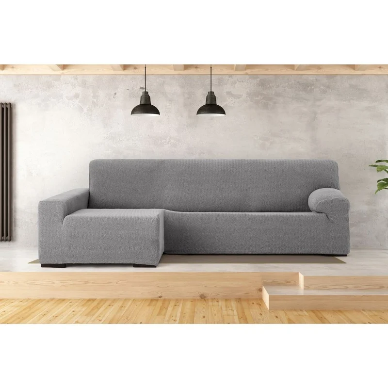 Copridivano elastico 250/310 cm penisola sinistra grigio bracciolo lungo
