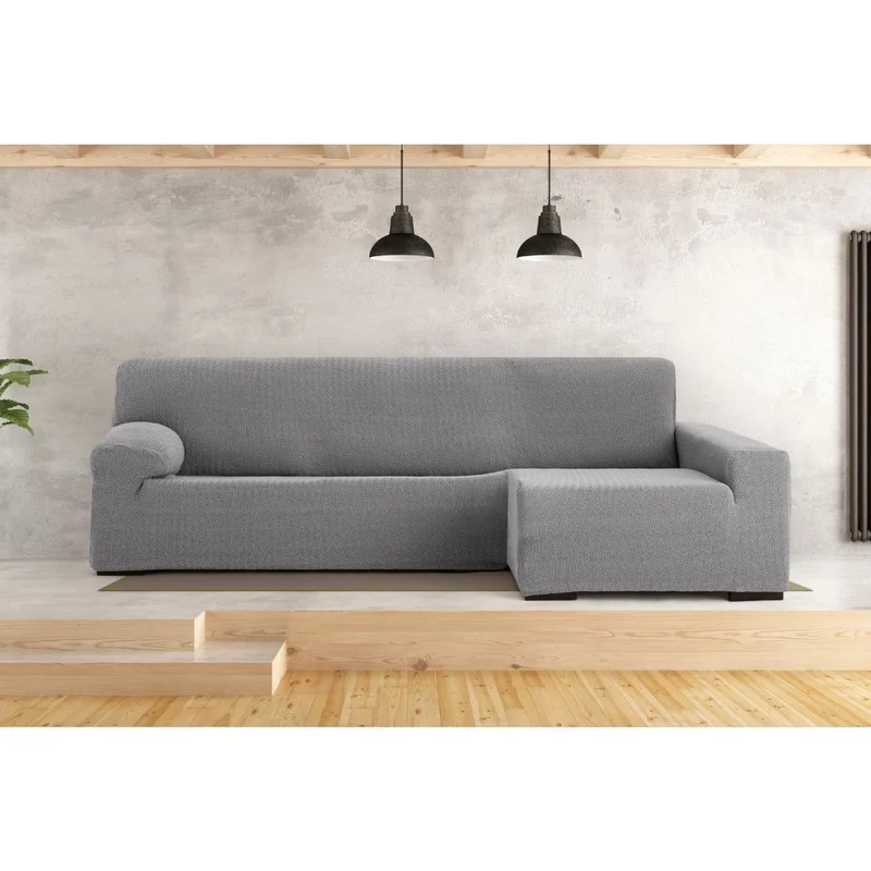 Copridivano elastico 250/310 cm penisola destra grigio bracciolo lungo - Troya