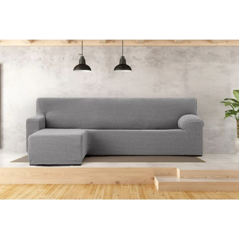 Copridivano elastico 250/310 cm penisola sinistra grigio bracciolo corto