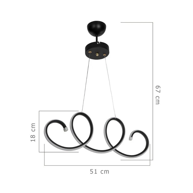 Lampada Led a sospensione 60 cm forma spirale colore nera - Afra