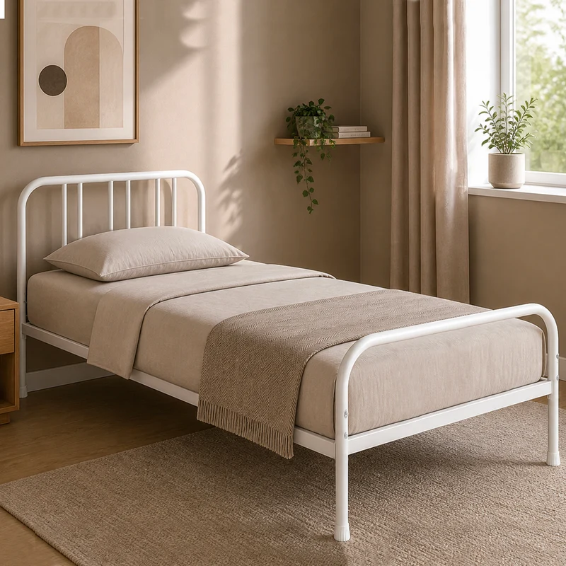Letto singolo in metallo colore bianco - Genoa