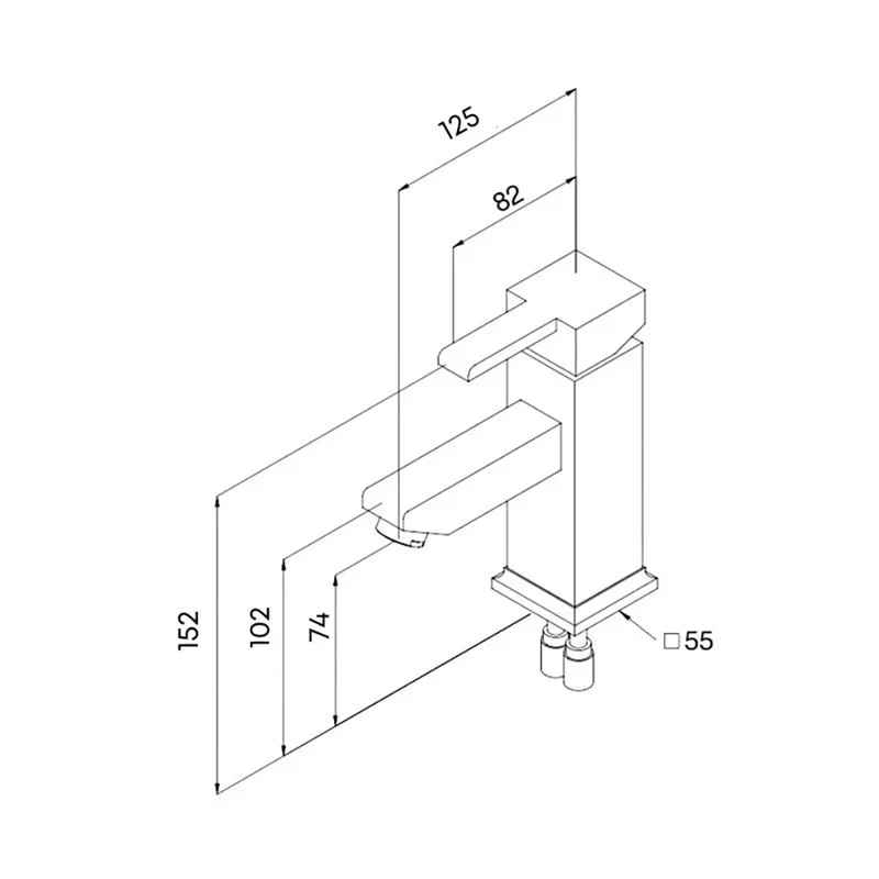 Miscelatore lavabo bagno in ottone con finitura cromata - Quadra