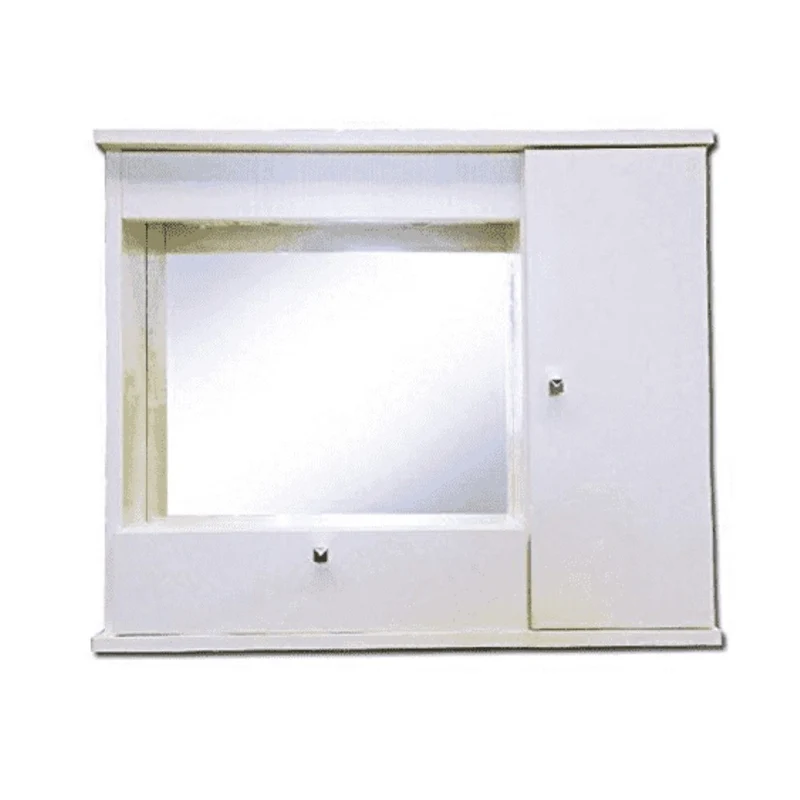 Specchiera da bagno con anta e ribalta colore bianco frassinato 73x61H cm