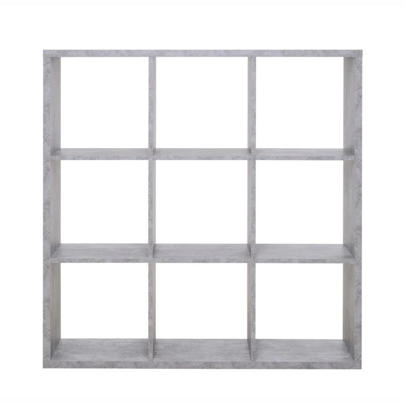 Libreria divisorio 107x107H cm in legno con 9 cubi colore beton - Max9