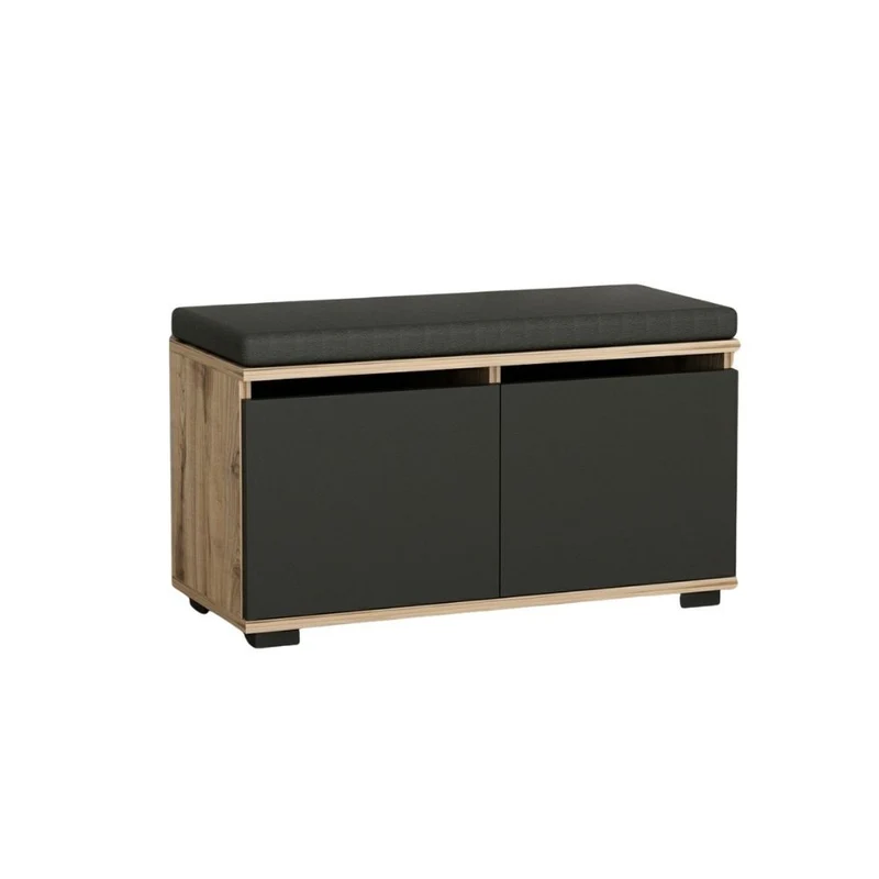 Scarpiera con pouff colore noce e nero 80 cm - Dragoshoe