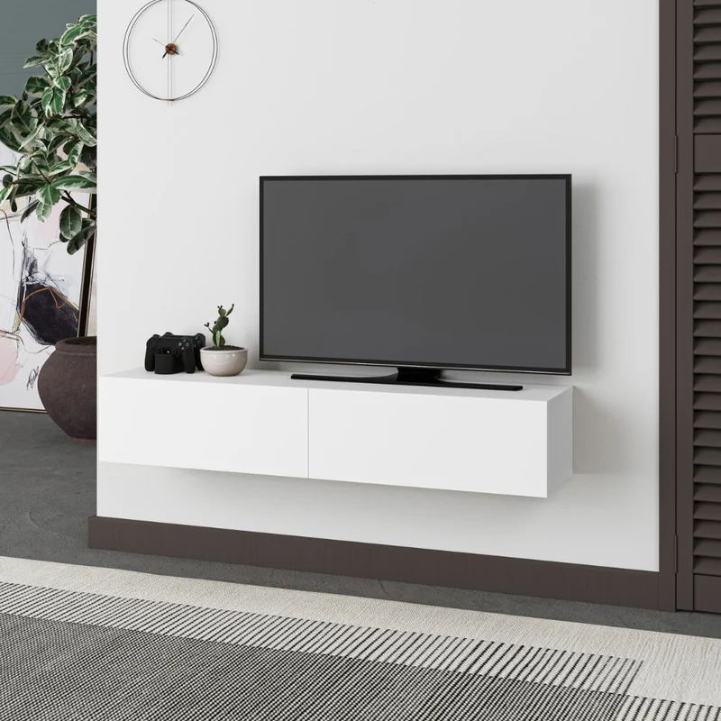 Mobile porta TV sospeso 135cm in legno con ante a ribalta colore bianco - Francy