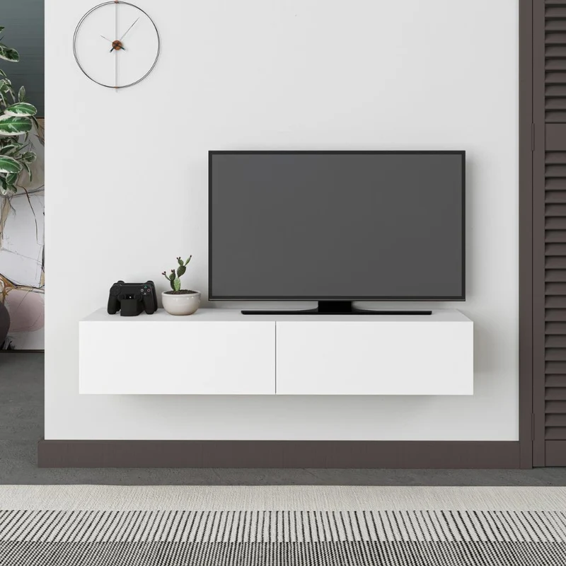 Mobile porta TV sospeso 135cm in legno con ante a ribalta colore bianco - Francy