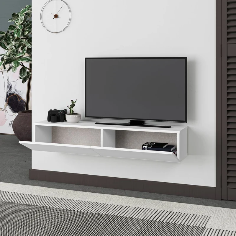 Mobile porta TV sospeso 135cm in legno con ante a ribalta colore bianco - Francy
