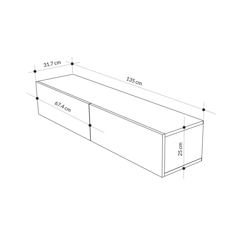 Mobile porta TV sospeso 135cm in legno con ante a ribalta colore bianco - Francy