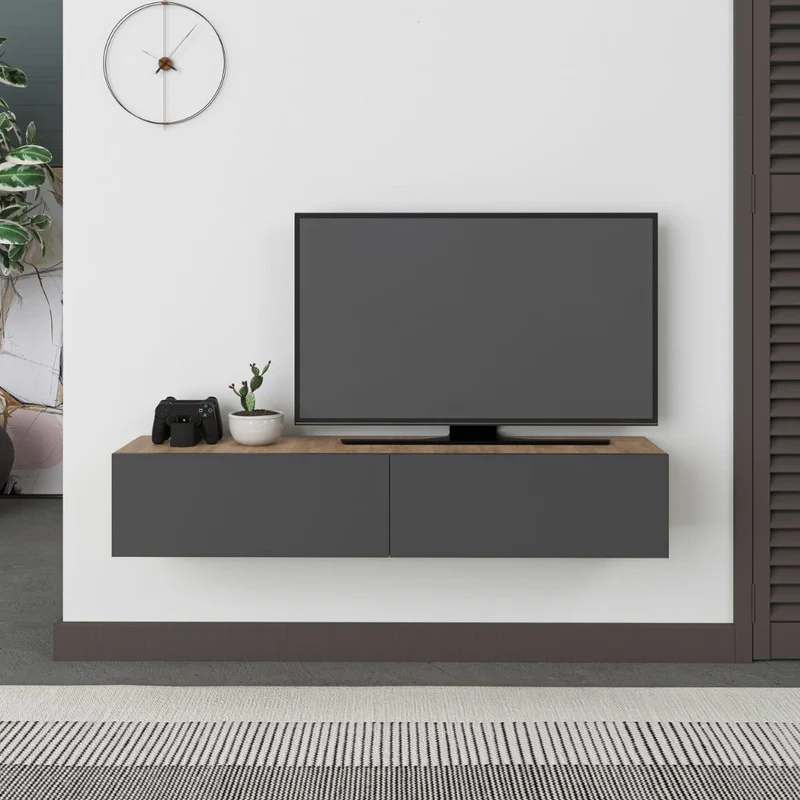 Mobile porta Tv sospeso ante a ribalta colore rovere antracite Francy