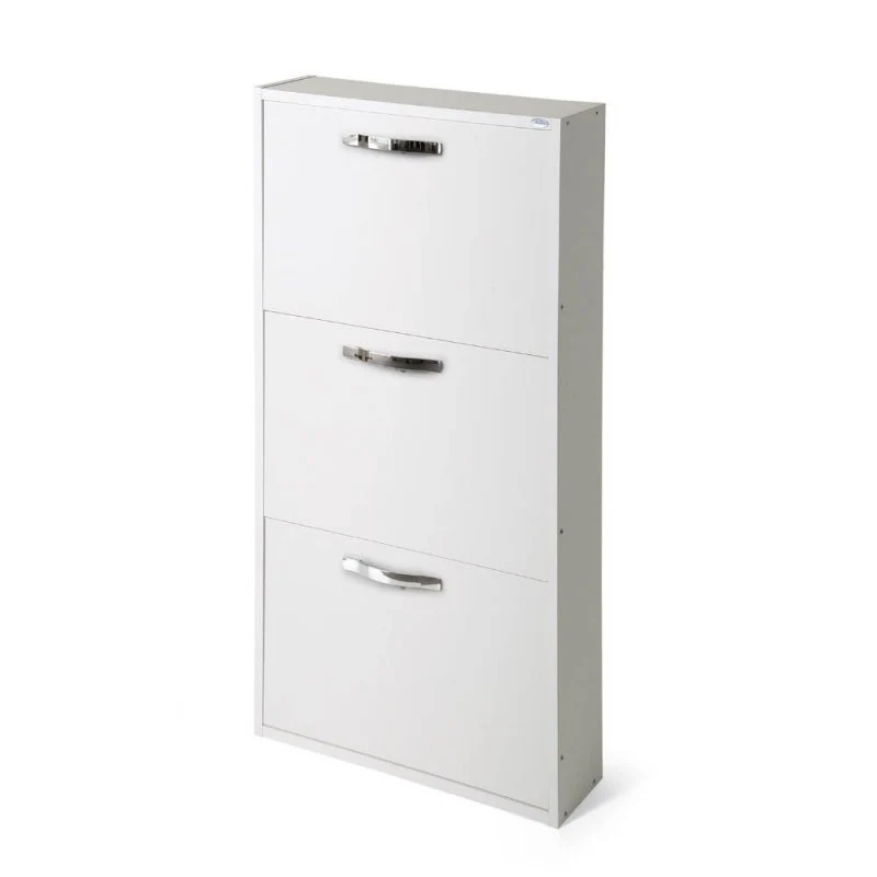 Scarpiera con 3 ante salvaspazio colore bianco frassinato 65x15x108H cm - Serena