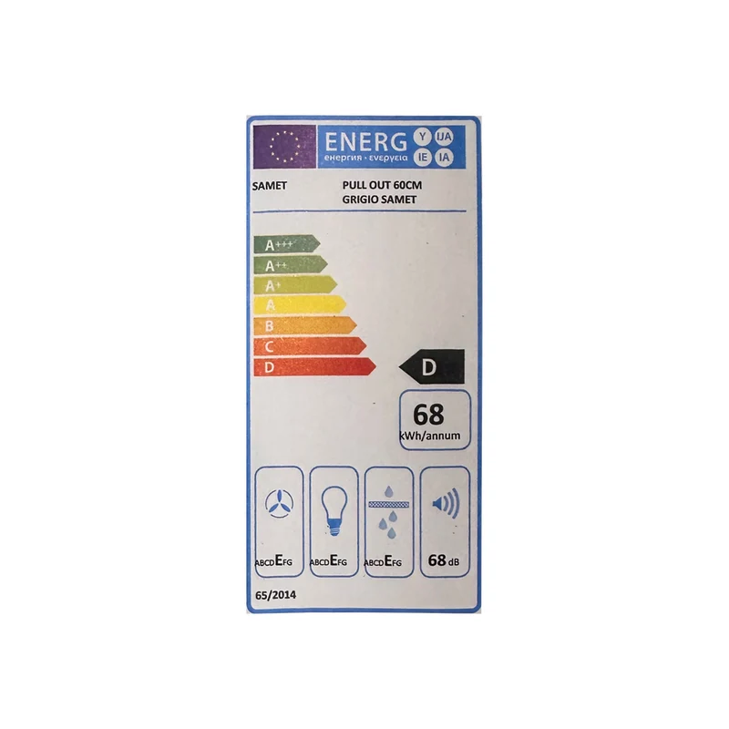 Cappa da incasso 60 cm estraibile colore alluminio - Samet