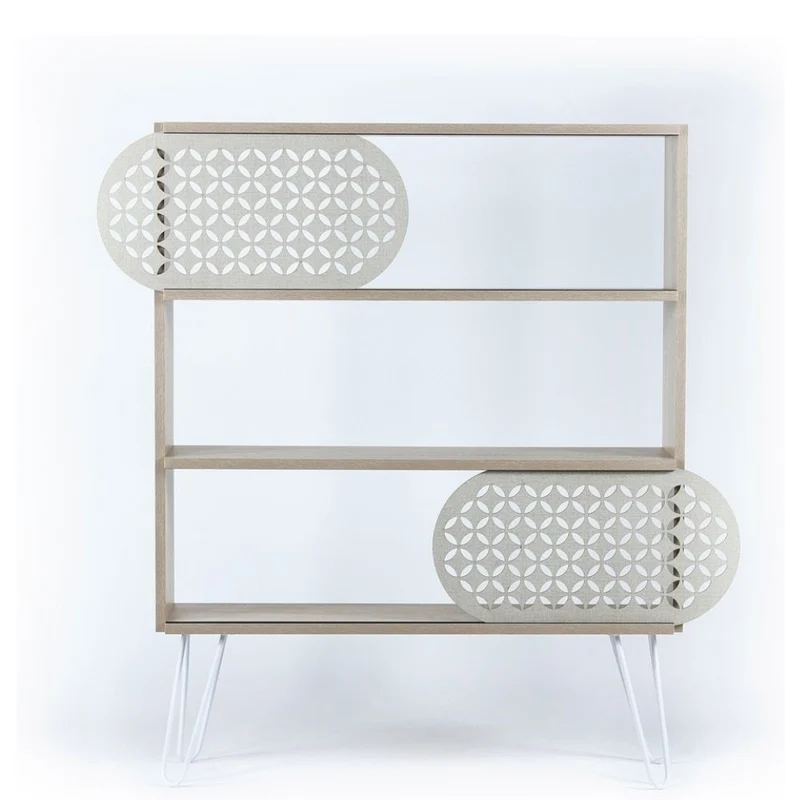 Libreria in legno 94x117h cm con tre ripiani colore rovere e nero - Ilia