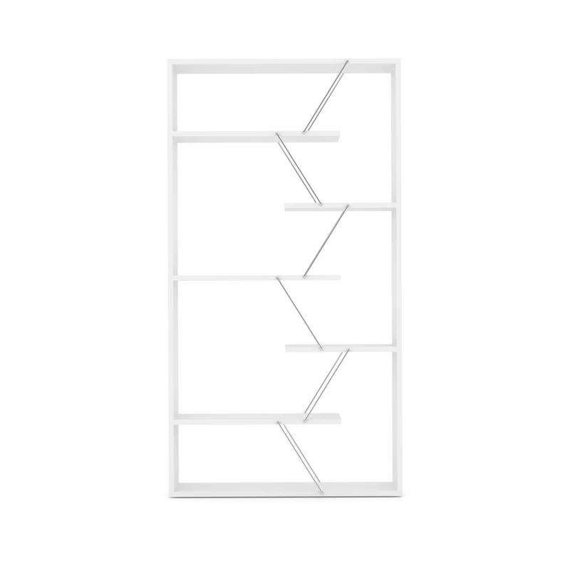 Libreria in legno 84x157h cm con struttura in metallo e ripiani colore bianco - Tars
