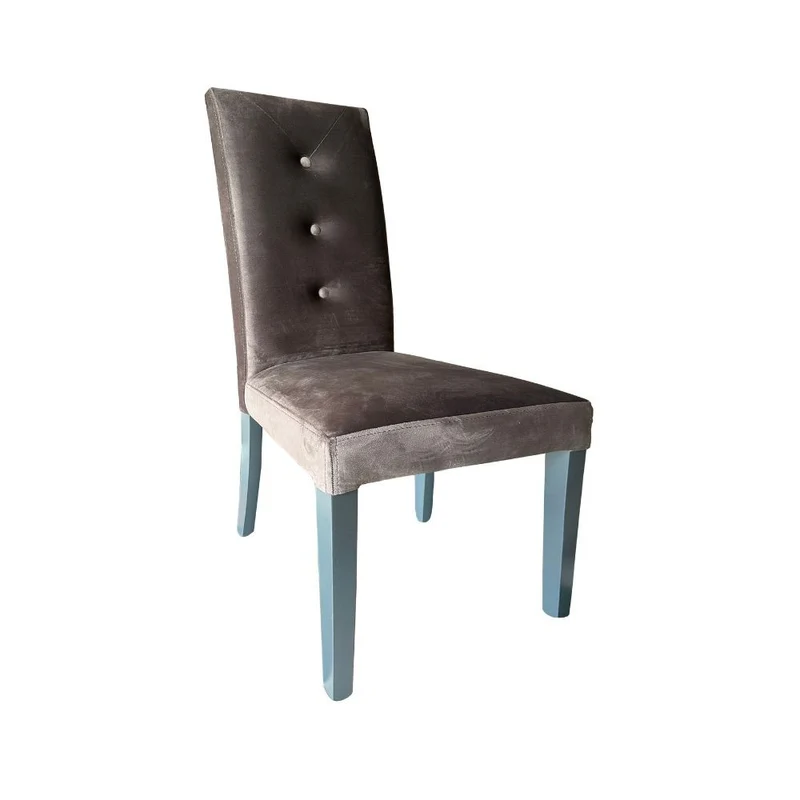 Set 2 sedie 3 bottoni velluto colore grigio Montecarlo