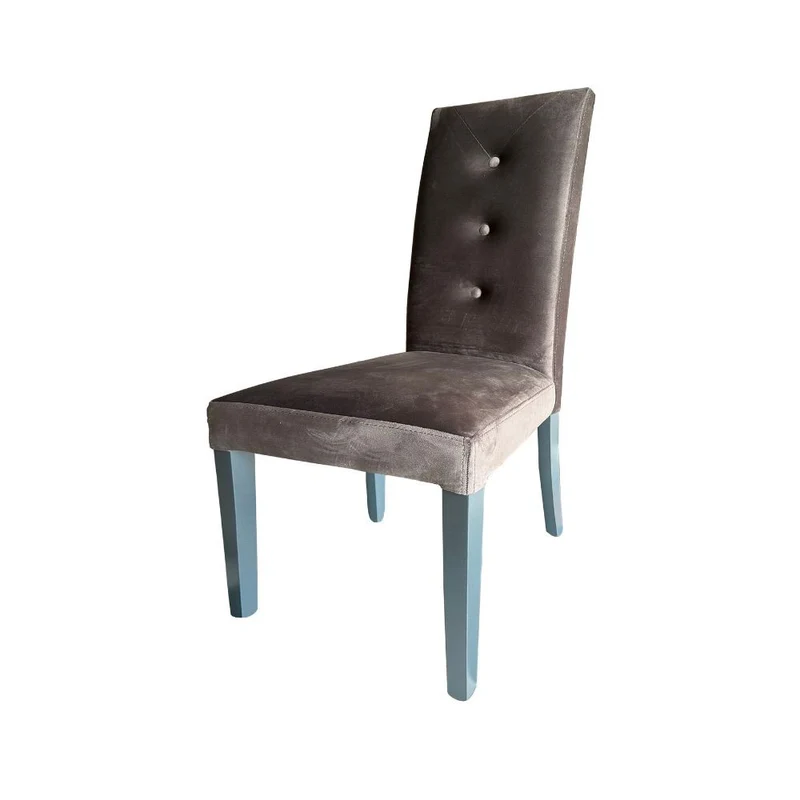 Set 2 sedie 3 bottoni velluto colore grigio Montecarlo