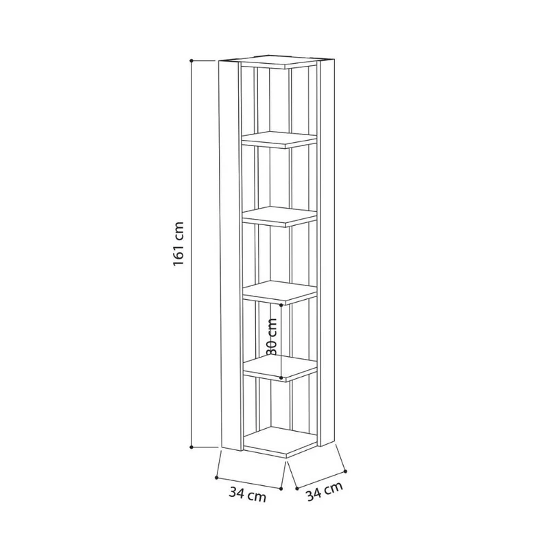 Libreria angolare con ripiani colore antracite 34x161h cm - Nati