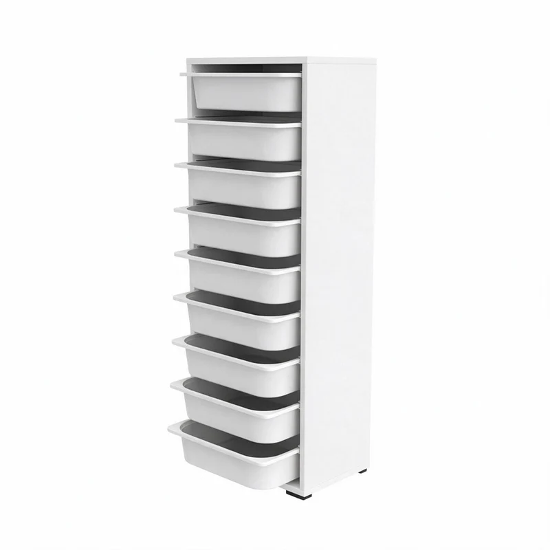 Mobile multiuso 45,5x119h cm con nove ceste contenitori colore bianco - Zola