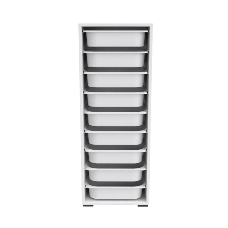 Mobile multiuso 45,5x119h cm con nove ceste contenitori colore bianco - Zola