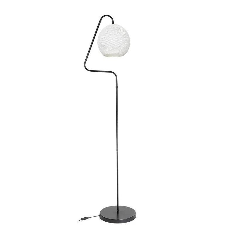 Lampada da terra 160h cm a stelo colore grigio e paralume tessuto bianco - Yumak MDL4256