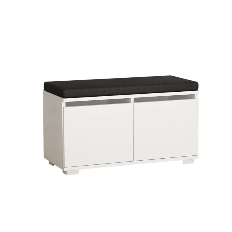 Scarpiera con pouff colore bianco e nero 80 cm - Dragoshoe