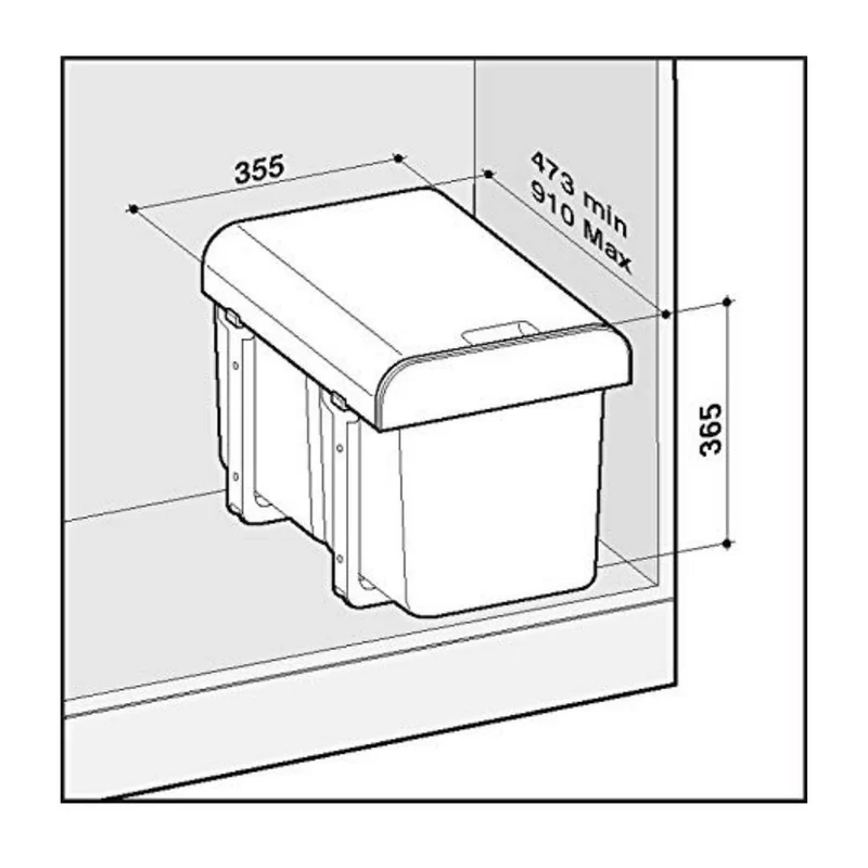 Pattumiera estraibile con due secchi da 16 lt - Ekko2