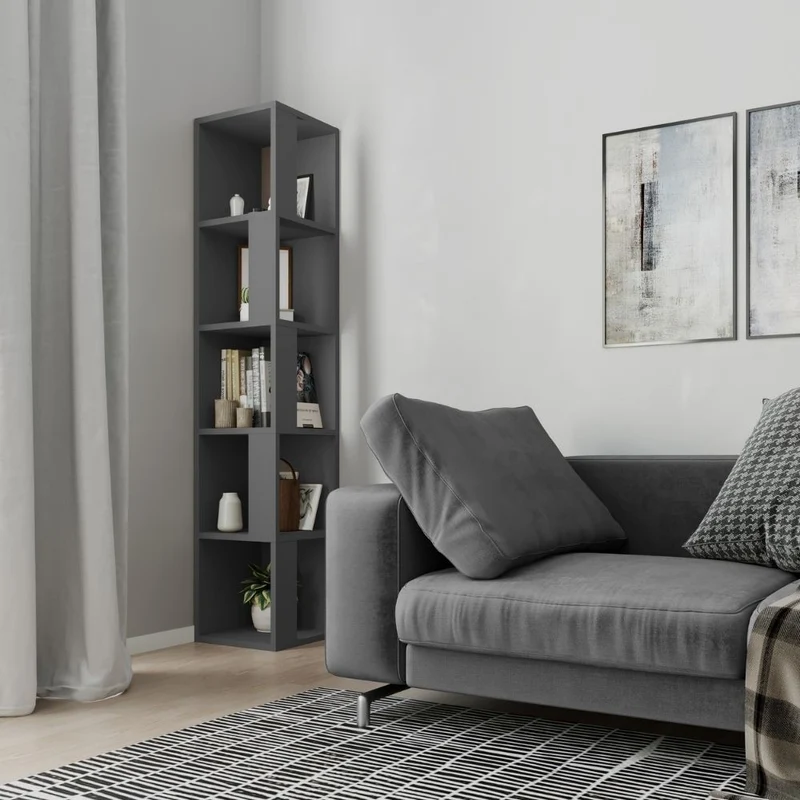 Libreria angolare con 5 ripiani colore antracite 31,4x158,9h cm - Piano