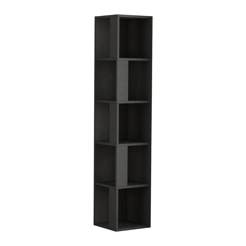 Libreria angolare con 5 ripiani colore antracite 31,4x158,9h cm - Piano