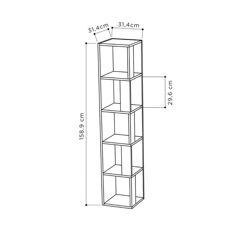 Libreria angolare con 5 ripiani colore antracite 31,4x158,9h cm - Piano