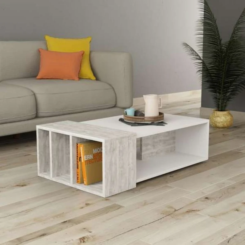 Tavolino da salotto 102x56,5 cm in legno colore bianco vintage - Anita