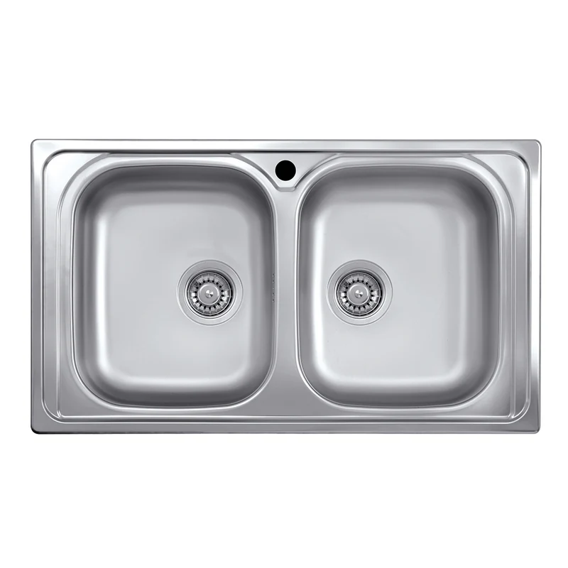 Lavello a due vasche 86x50 cm superficie satinata - SA322