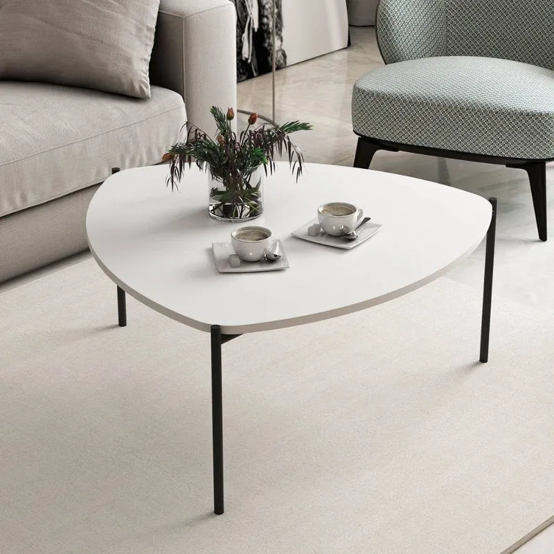 Tavolino da salotto 90x40 cm struttura in metallo colore bianco - Lenny