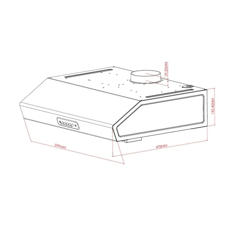 Cappa sottopensile 60 cm colore inox con luci led - Tornado Samet
